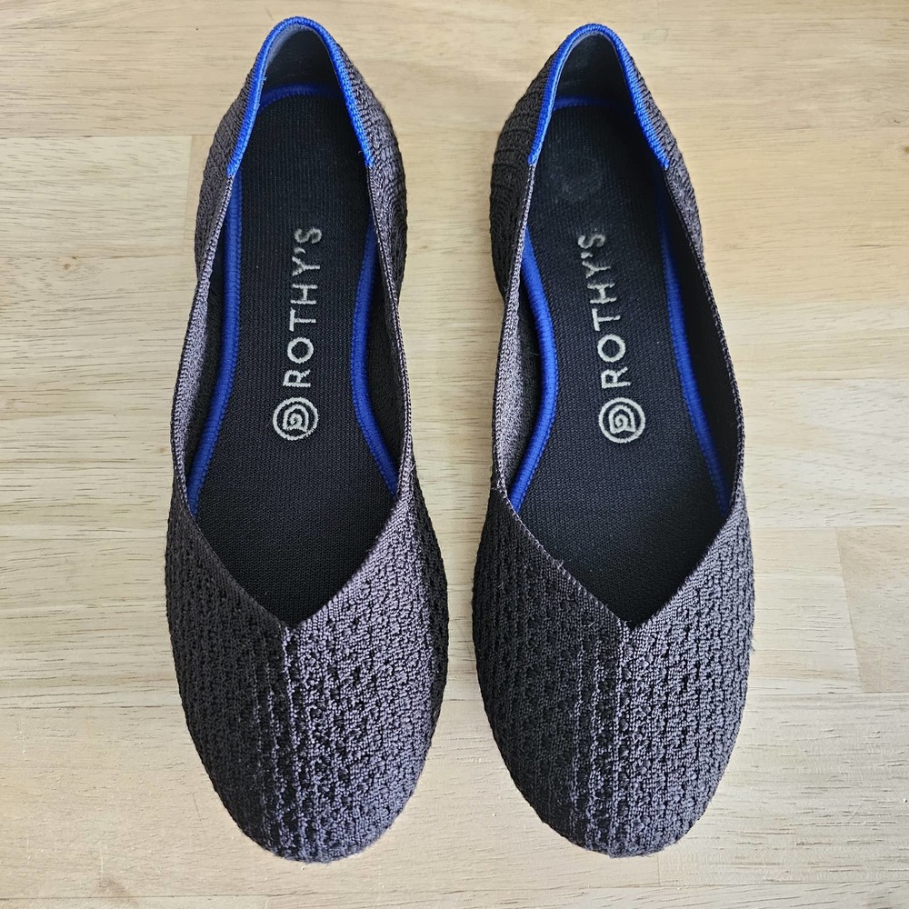 Rothy's The Flat Round Toe Size 9 Wide Black Solid.  Like new. Final sale.